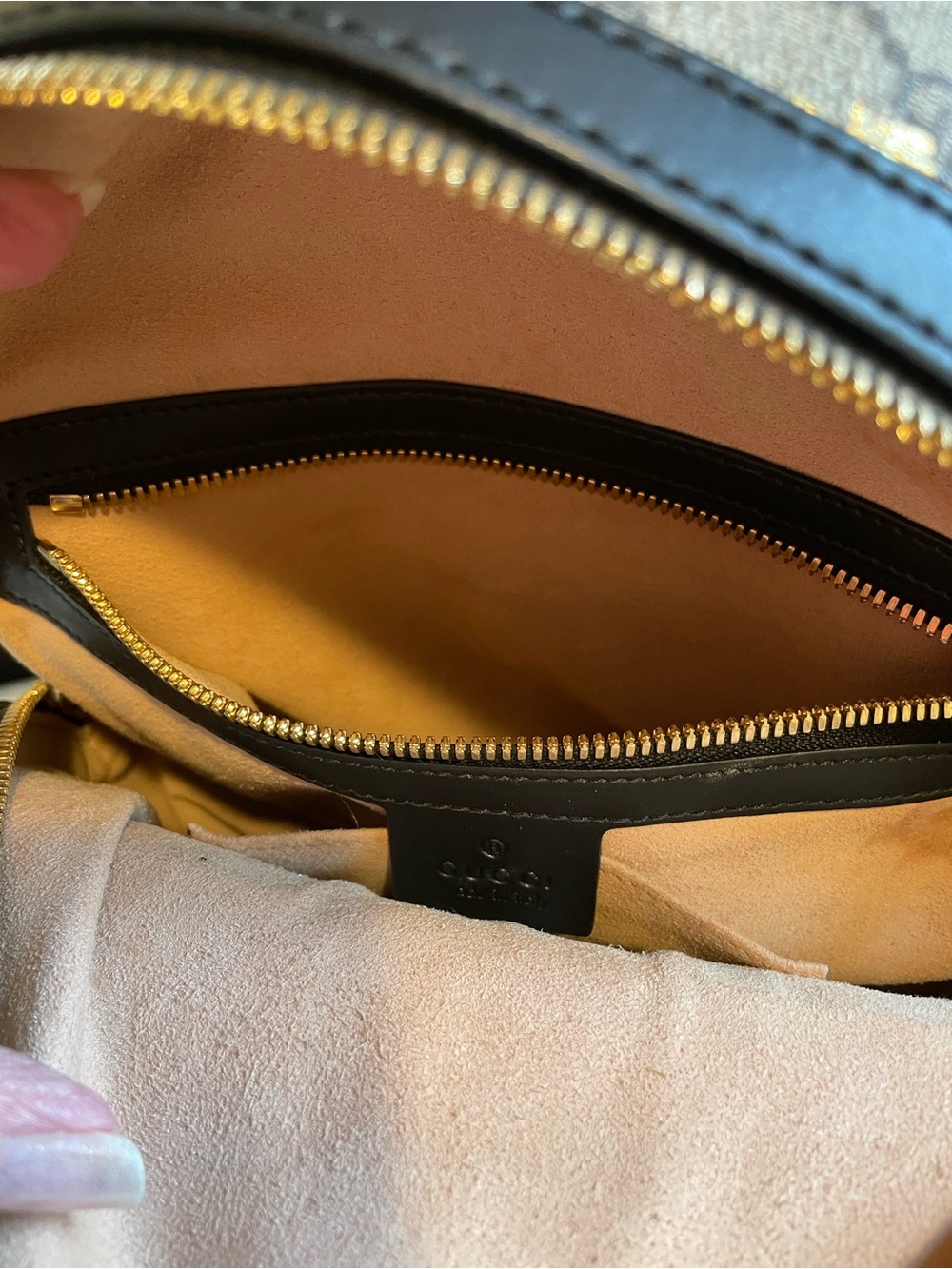 Gucci Gray GG Supreme Backpack with Gold Bee Print - Picture 7 of 10